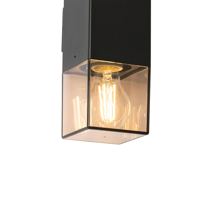QAZQA Buiten wandlamp zwart met smoke kap 2-lichts IP44 - Denmark