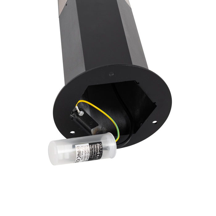 QAZQA Staande buitenlamp zwart met smoke kap zeshoek 30 cm - Denmark