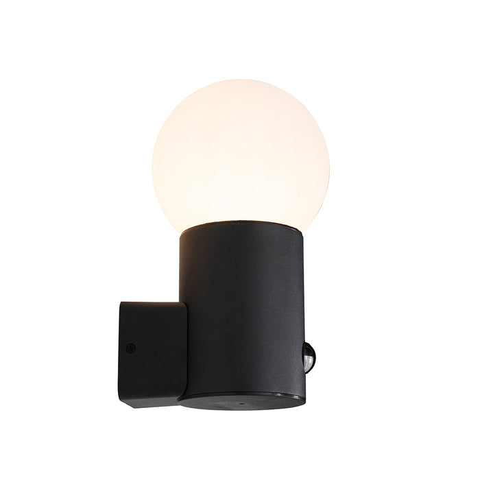 QAZQA Buiten wandlamp zwart met opaal glas met bewegingssensor - Huma