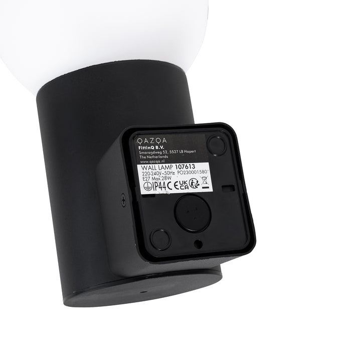 QAZQA Buiten wandlamp zwart met opaal glas met bewegingssensor - Huma