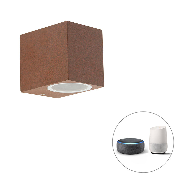 QAZQA Smart wandlamp roestbruin IP44 incl. Wifi GU10 - Baleno
