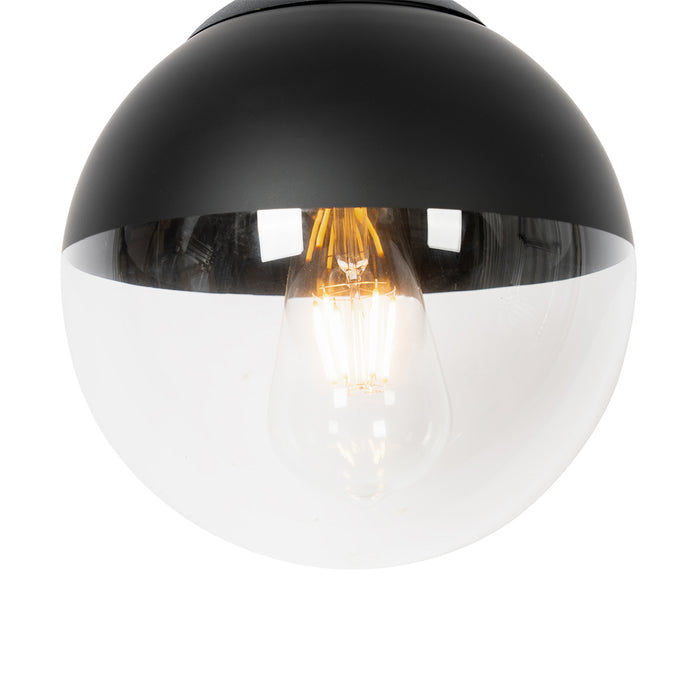 QAZQA Retro hanglamp zwart met helder glas 20 cm - Eclipse