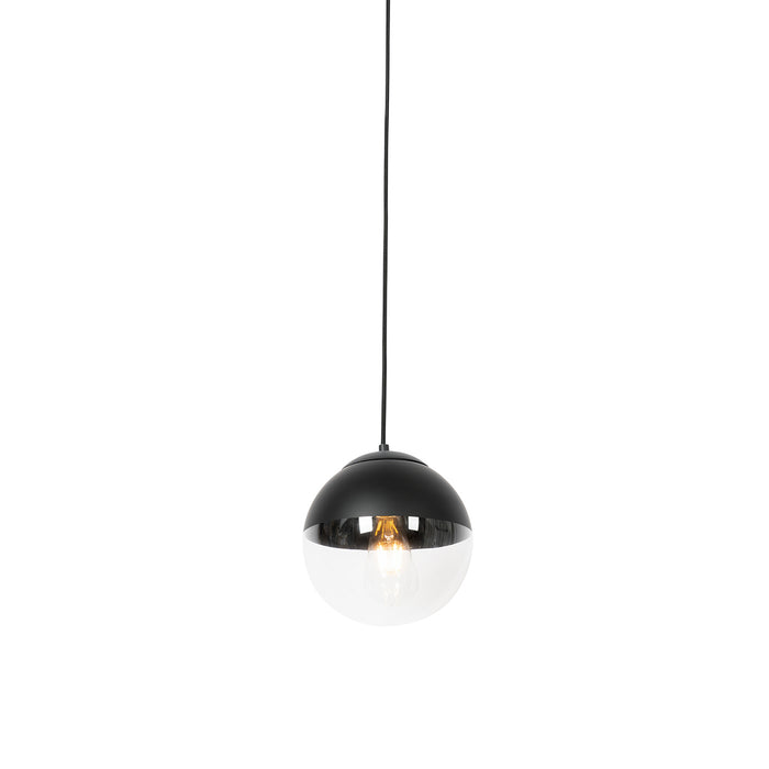 QAZQA Retro hanglamp zwart met helder glas 20 cm - Eclipse