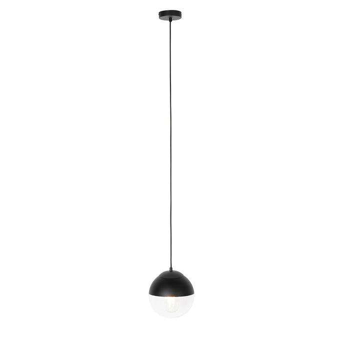 QAZQA Retro hanglamp zwart met helder glas 20 cm - Eclipse