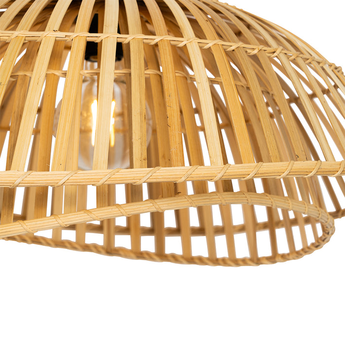 QAZQA Oosterse hanglamp zwart met naturel bamboe 62 cm - Pua