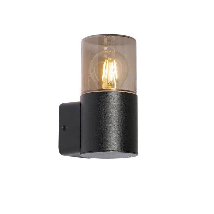 QAZQA Moderne buiten wandlamp zwart met smoke kap IP44 - Odense