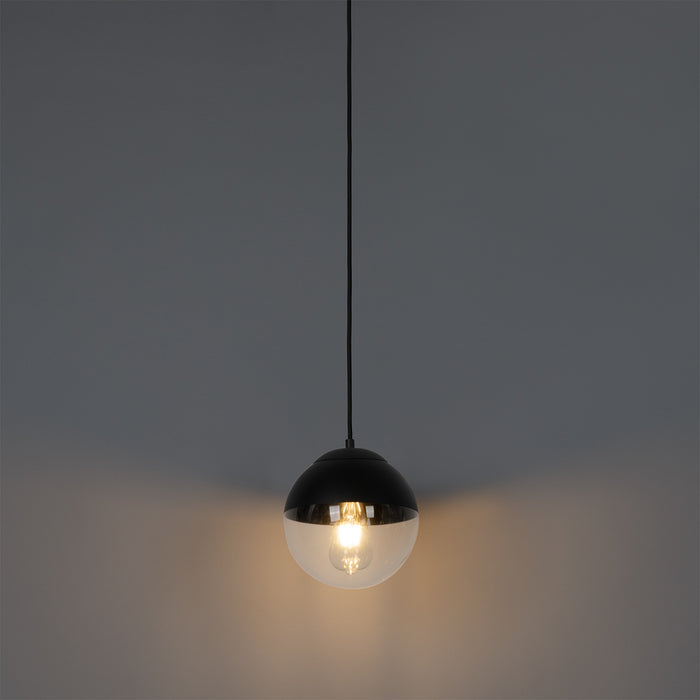 QAZQA Retro hanglamp zwart met helder glas 20 cm - Eclipse