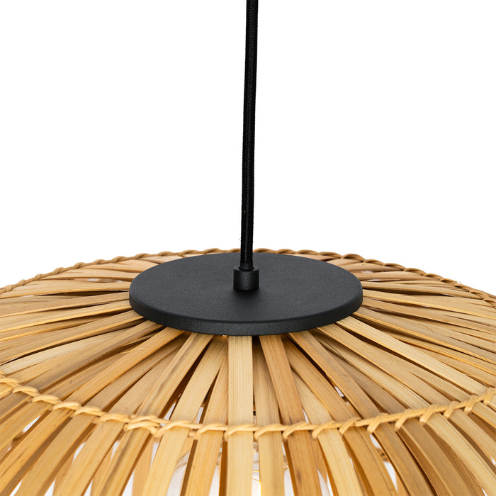 QAZQA Oosterse hanglamp zwart met naturel bamboe 62 cm - Pua