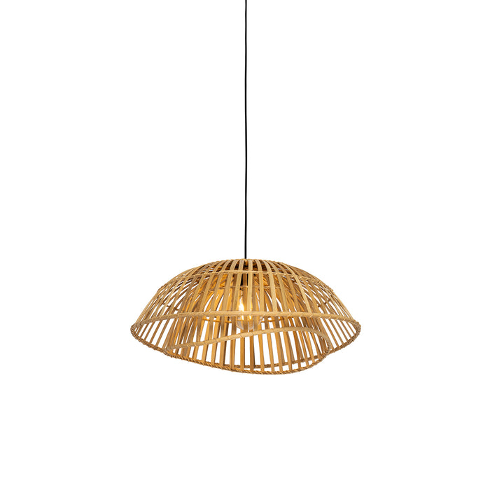 QAZQA Oosterse hanglamp zwart met naturel bamboe 62 cm - Pua