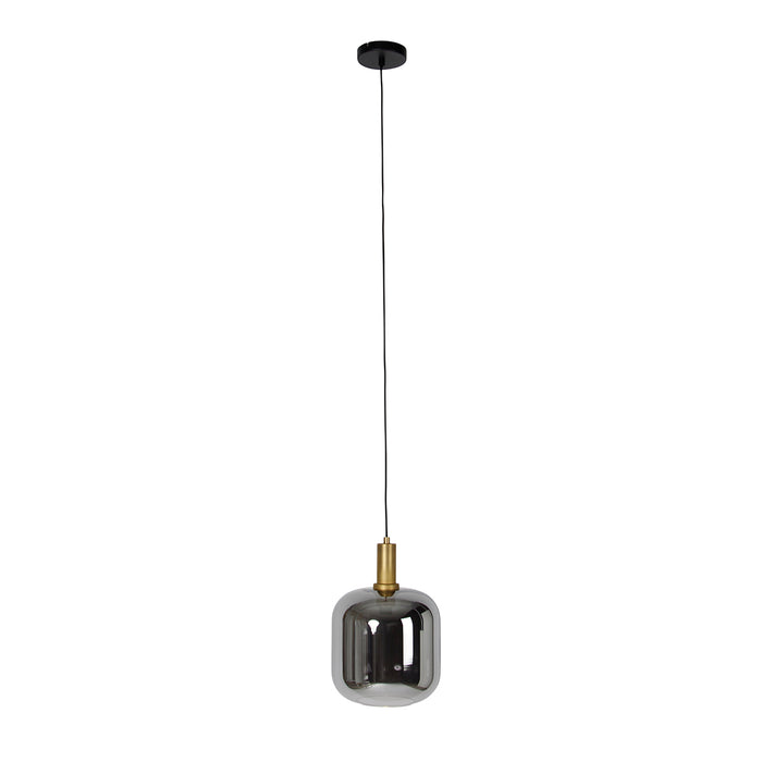 QAZQA Hanglamp zwart met goud en smoke glas incl. PUCC - Zuzanna