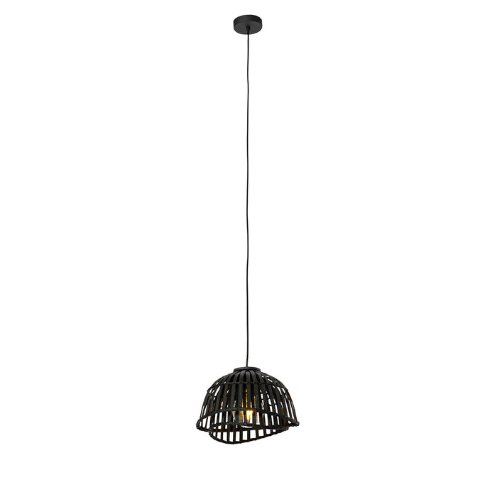 QAZQA Oosterse hanglamp zwart bamboe 30 cm - Pua