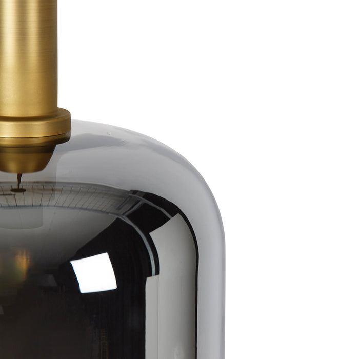 QAZQA Hanglamp zwart met goud en smoke glas incl. PUCC - Zuzanna