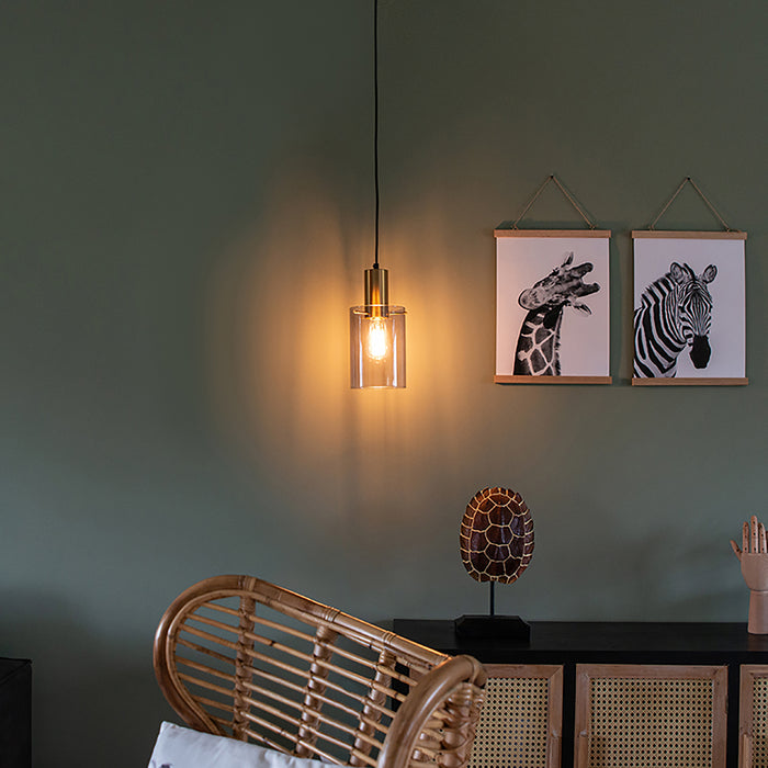 QAZQA Smart hanglamp messing met smoke glas incl. Wifi A60 - Vidra