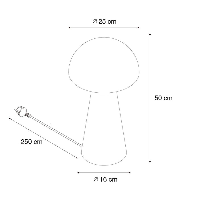 QAZQA Buiten vloerlamp zwart 50 cm - Mushroom