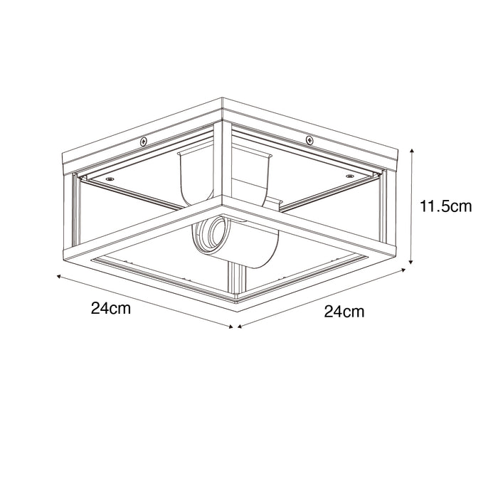 QAZQA Plafondlamp zwart met smoke glas 2-lichts IP44 - Charlois