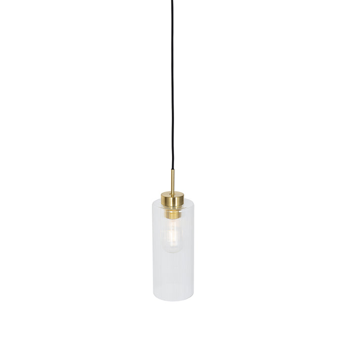 QAZQA Art Deco hanglamp goud met glas - Laura