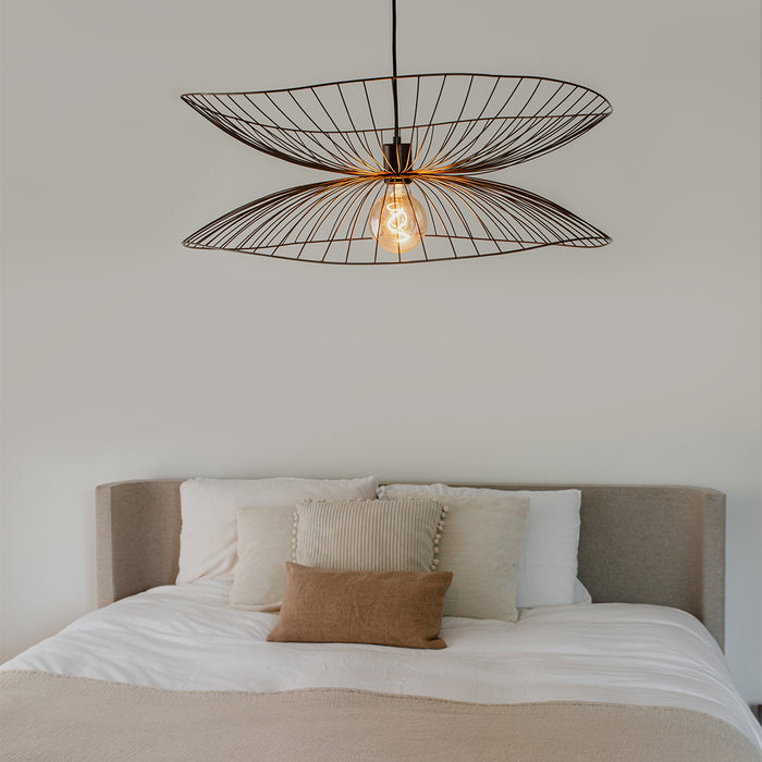 QAZQA Design hanglamp donkerbrons met dubbele kap - Pua