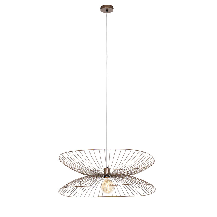 QAZQA Design hanglamp donkerbrons met dubbele kap - Pua