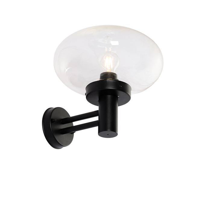 QAZQA Moderne buiten wandlamp zwart met glas - Elly
