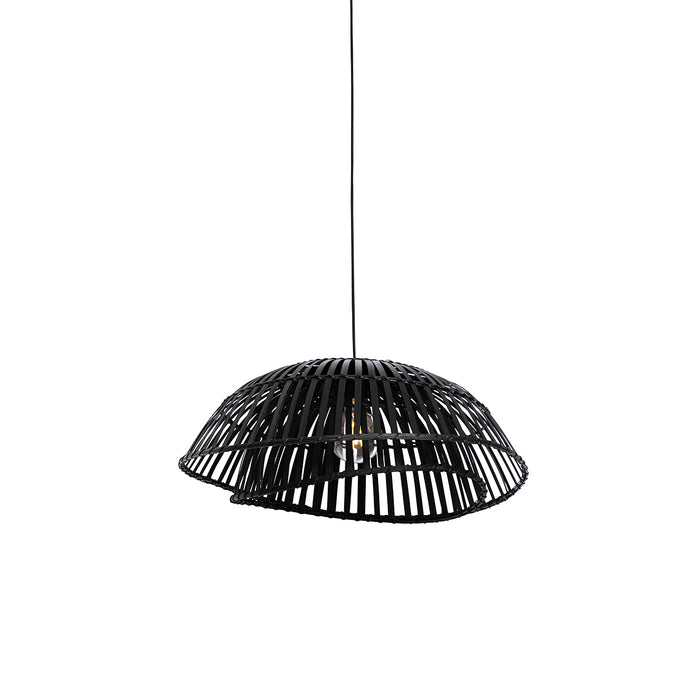 QAZQA Oosterse hanglamp zwart bamboe 62 cm - Pua