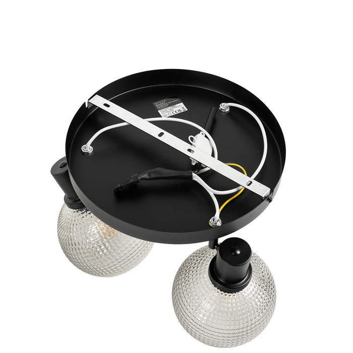 QAZQA Design spot zwart met smoke glas 3-lichts rond - Chico