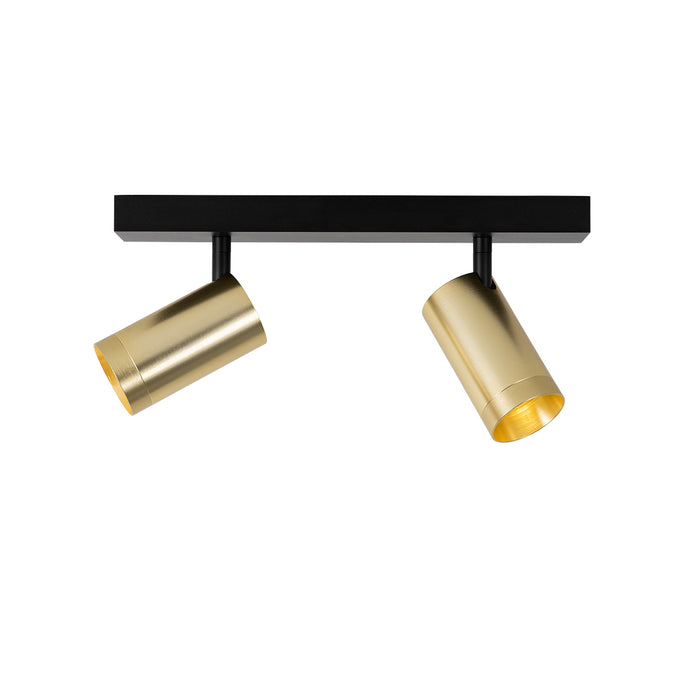QAZQA Plafondspot zwart met goud verstelbaar 2-lichts - Jeana Luxe