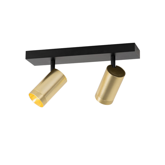 QAZQA Plafondspot zwart met goud verstelbaar 2-lichts - Jeana Luxe