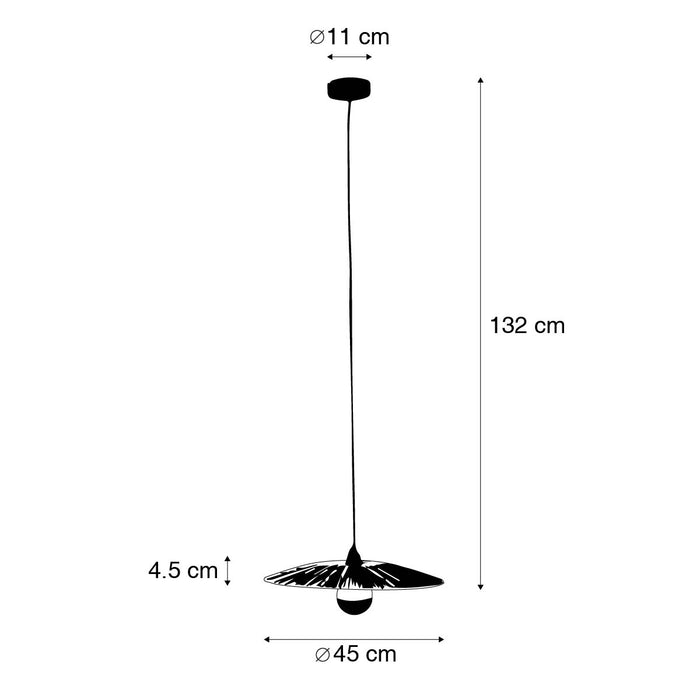 QAZQA Landelijke hanglamp zwart met touw 45 cm - Leia