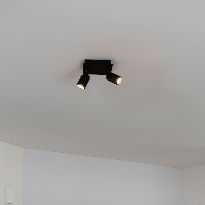 QAZQA Moderne badkamer spot zwart vierkant 2-lichts IP44 - Ducha