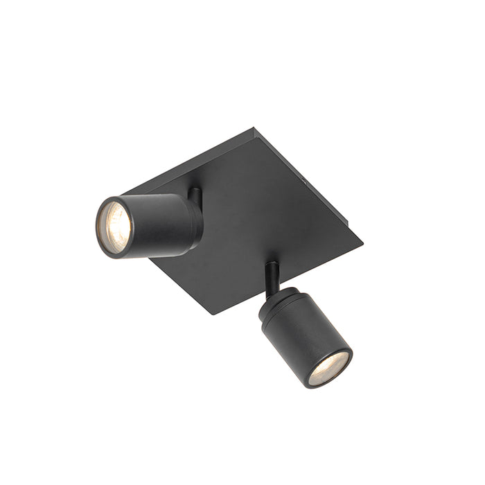QAZQA Moderne badkamer spot zwart vierkant 2-lichts IP44 - Ducha