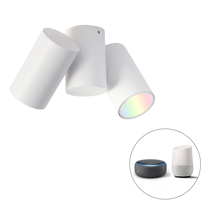 QAZQA Smart spot wit verstelbaar incl. 2 Wifi GU10 - Michael
