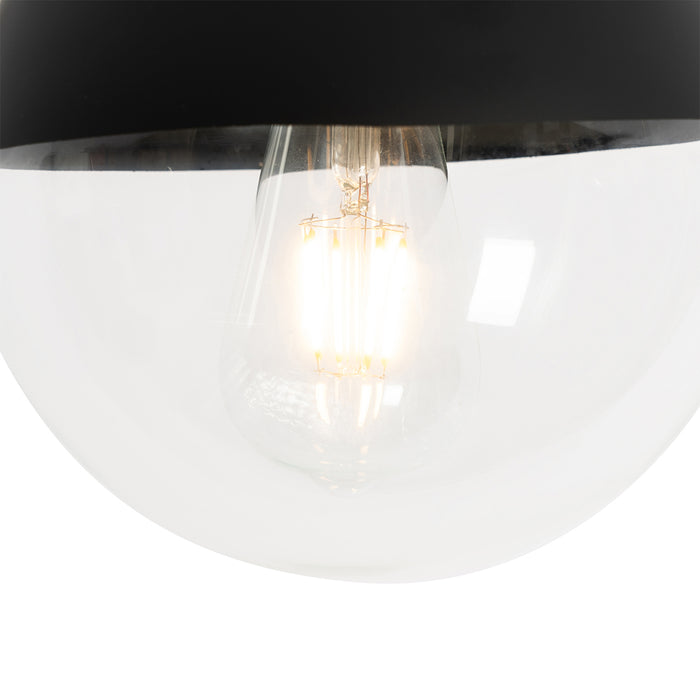 QAZQA Retro plafondlamp zwart met helder glas - Eclipse