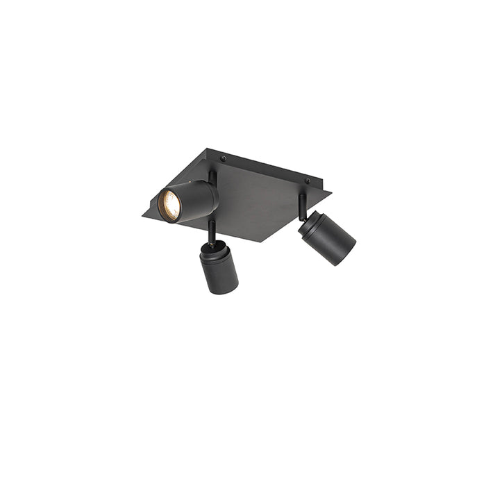 QAZQA Moderne badkamer spot zwart vierkant 3-lichts IP44 - Ducha