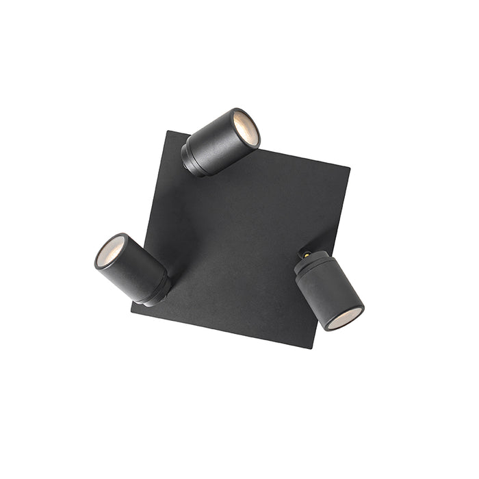 QAZQA Moderne badkamer spot zwart vierkant 3-lichts IP44 - Ducha