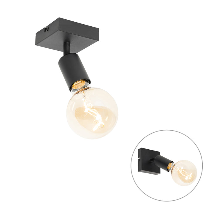 QAZQA Moderne plafondspot zwart vierkant - Facil