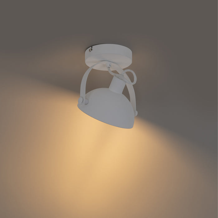 QAZQA Industriële plafondlamp wit met zilver 15 cm verstelbaar -