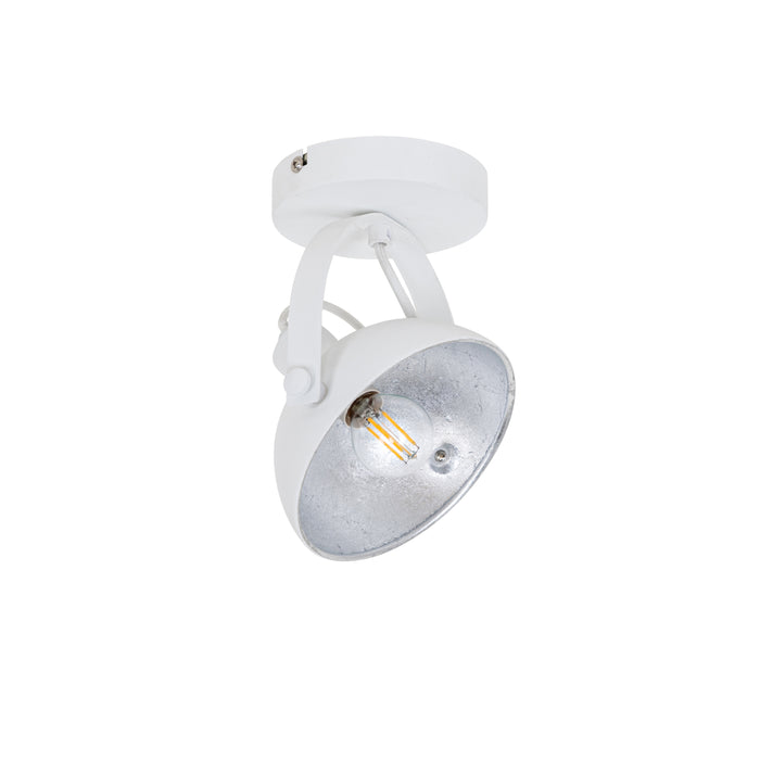 QAZQA Industriële plafondlamp wit met zilver 15 cm verstelbaar -