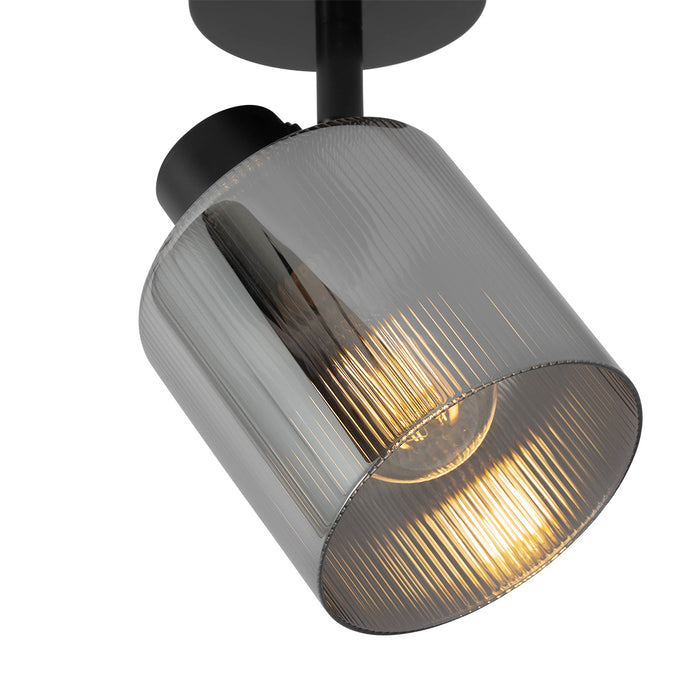 QAZQA Art Deco plafondspot zwart met smoke glas verstelbaar - Laura
