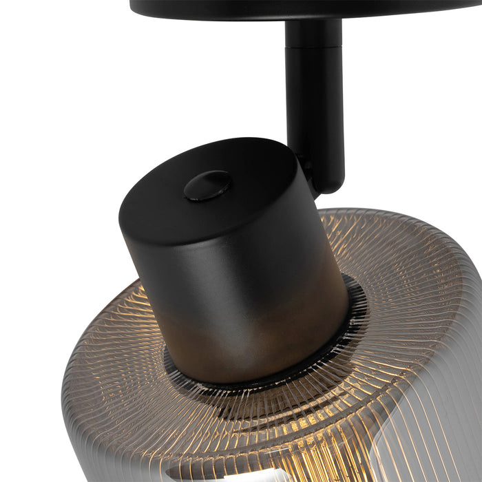 QAZQA Art Deco plafondspot zwart met smoke glas verstelbaar - Laura