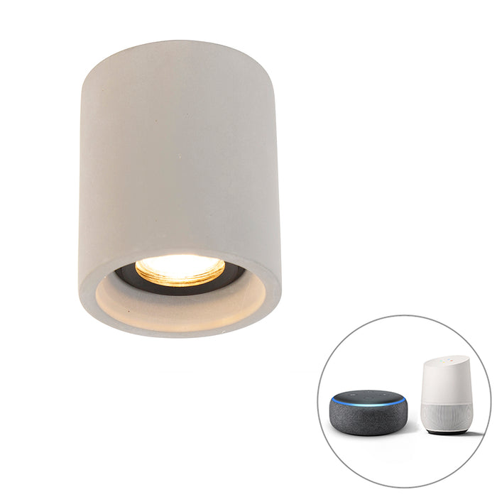 QAZQA Smart ronde plafondspot beton incl. Wifi GU10 - Deep