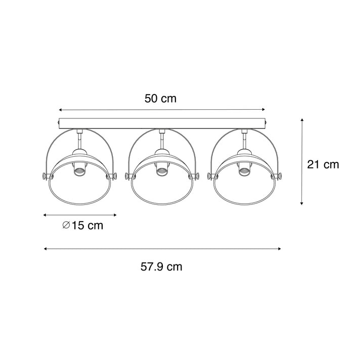 QAZQA Industriële plafondlamp wit met zilver 3-lichts verstelbaar -