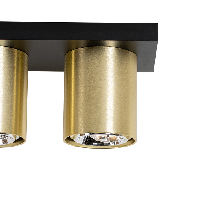 QAZQA Moderne plafondspot zwart met goud 3-lichts - Tubo