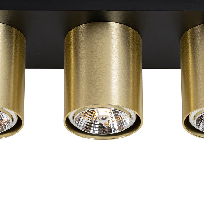 QAZQA Moderne plafondspot zwart met goud 3-lichts - Tubo