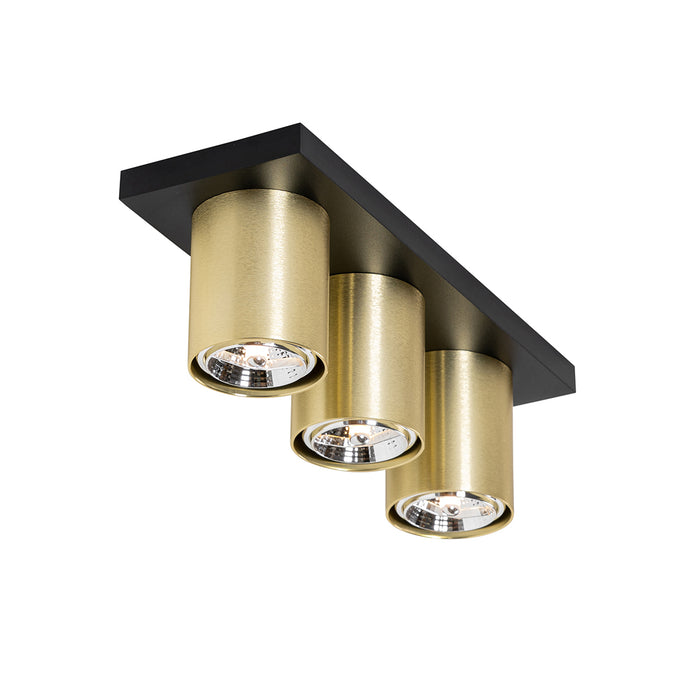 QAZQA Moderne plafondspot zwart met goud 3-lichts - Tubo