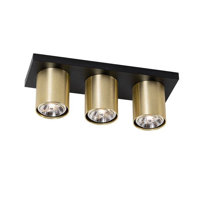 QAZQA Moderne plafondspot zwart met goud 3-lichts - Tubo