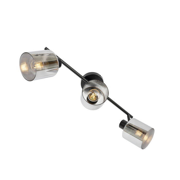 QAZQA Plafondspot zwart met smoke glas 3-lichts verstelbaar - Laura