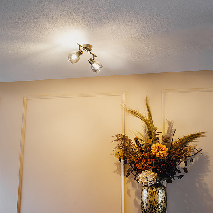 QAZQA Smart plafondlamp zwart met smoke glas incl. 2 Wifi P45 - Vidro