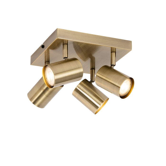 QAZQA Moderne plafondlamp brons 4-lichts verstelbaar rechthoekig -