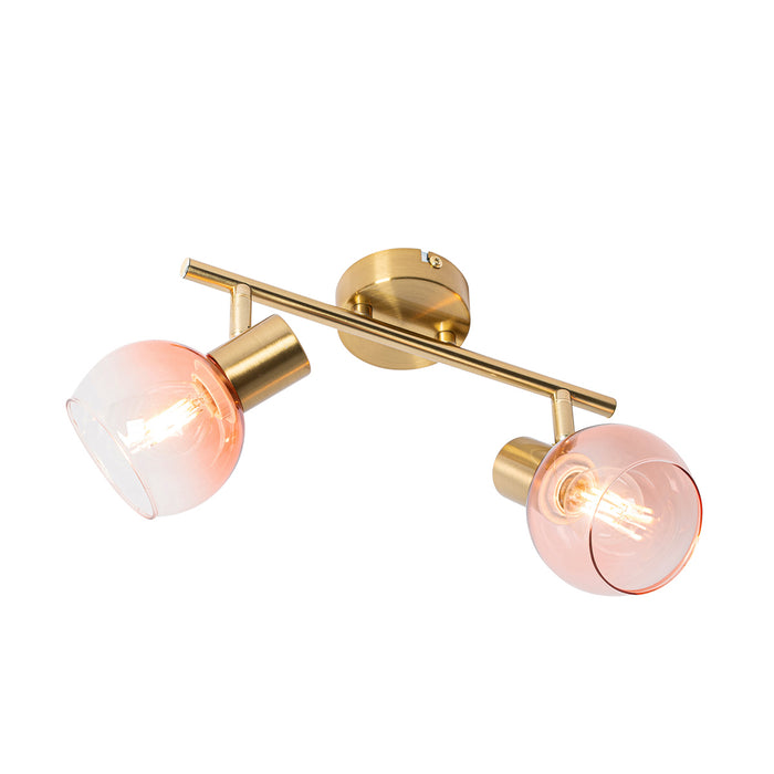 QAZQA Art Deco spot goud met roze glas 2-lichts - Vidro