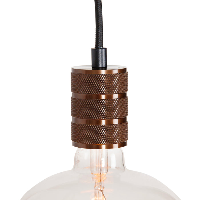 QAZQA 1-fase railsysteem met 3 spots en hanglampen donkerbrons -